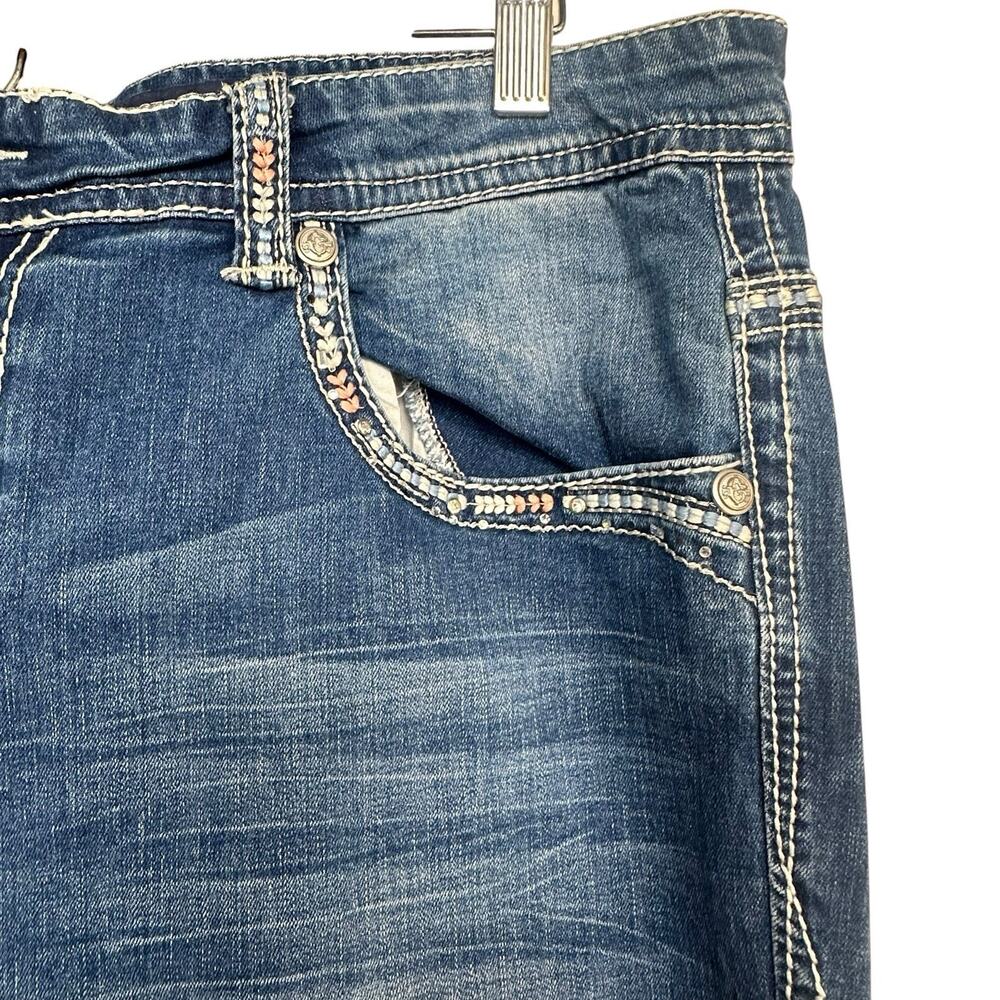 Grace In LA Plus Size P Straight Dark Wash Jeans Aztec Sequins Pockets Size 19 - Picture 7 of 16